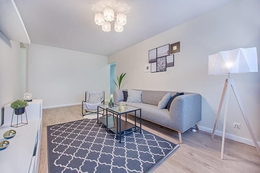 living room with rug